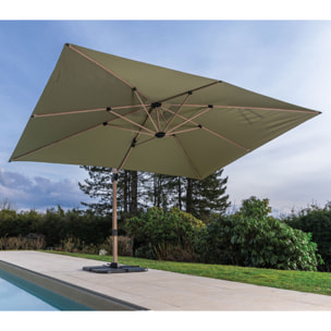 Parasol déporté 4x3m - effet bois - Vert mélèze - TOPAZE
