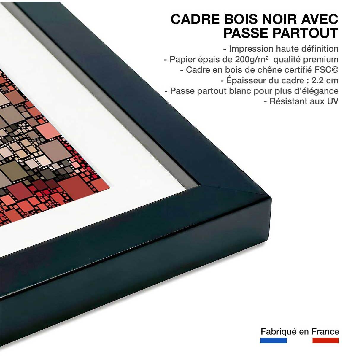 Affiche vitraux king's college Affiche + cadre en bois - Noir