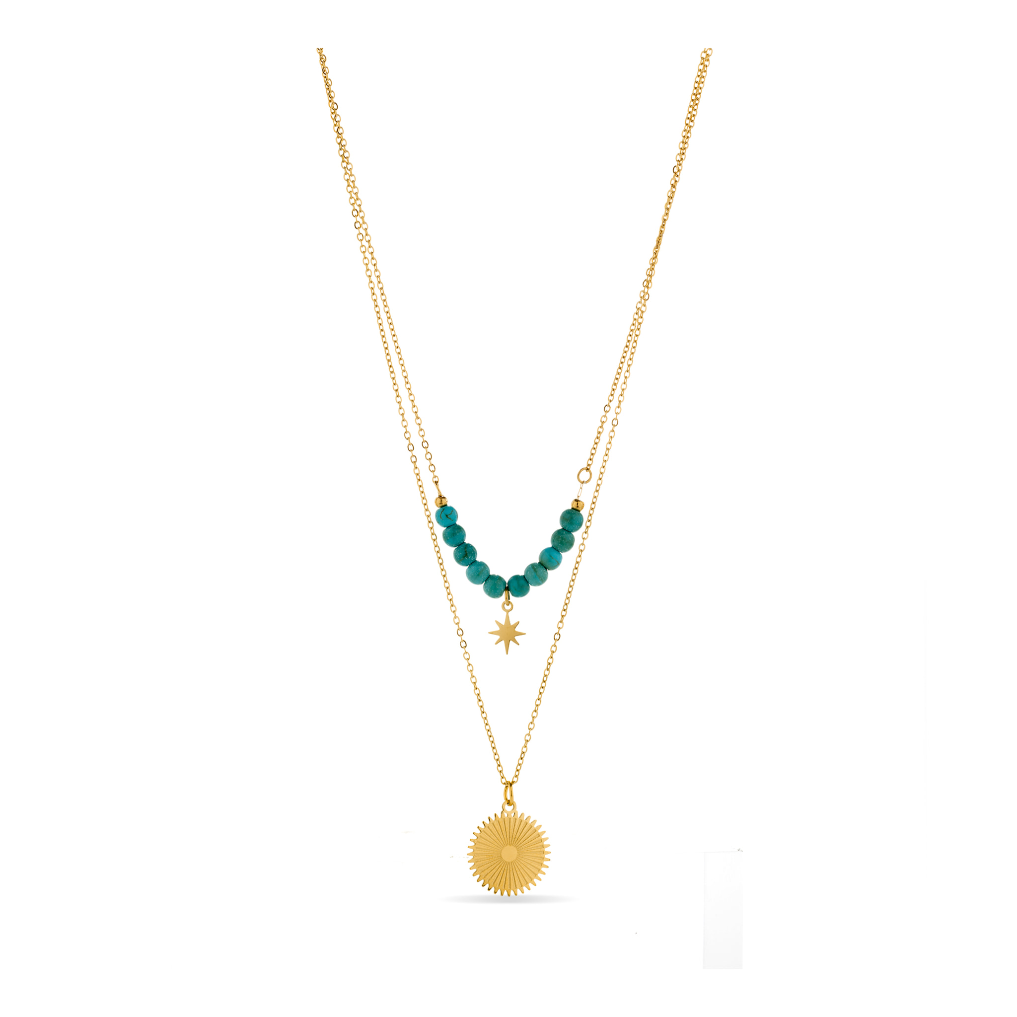 Collar de Turquesa acabado en oro amarillo de 18K- Nanra