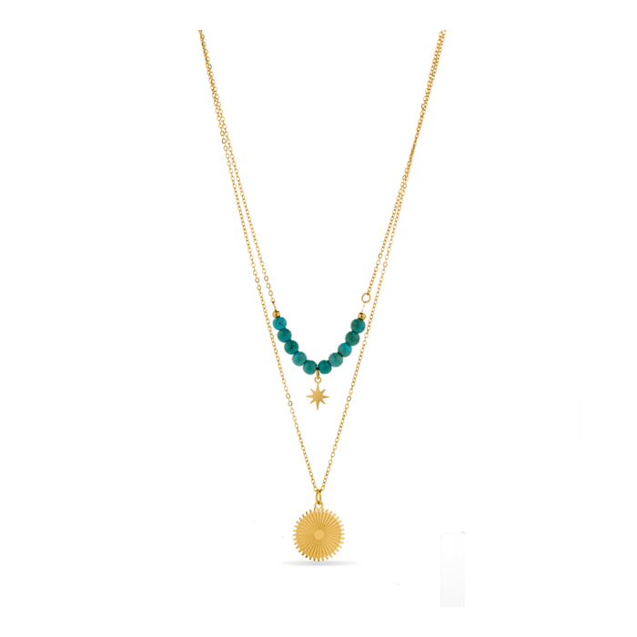 Collar de Turquesa acabado en oro amarillo de 18K- Nanra
