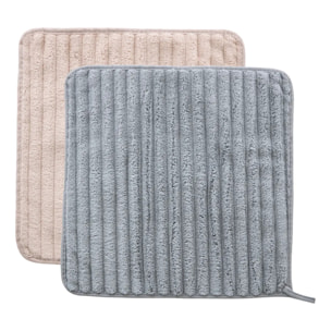Lot de 2 chiffons microfibres 30x30cm gris