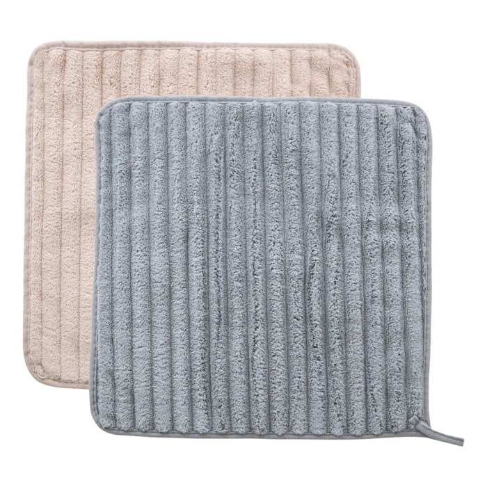 Lot de 2 chiffons microfibres 30x30cm gris