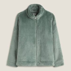 Chaqueta polar efecto pelo suave Est color verde Poliéster