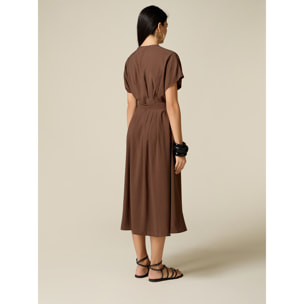Oltre - Vestito midi maniche a kimono - Marrone