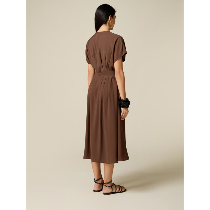 Oltre - Vestito midi maniche a kimono - Marrone