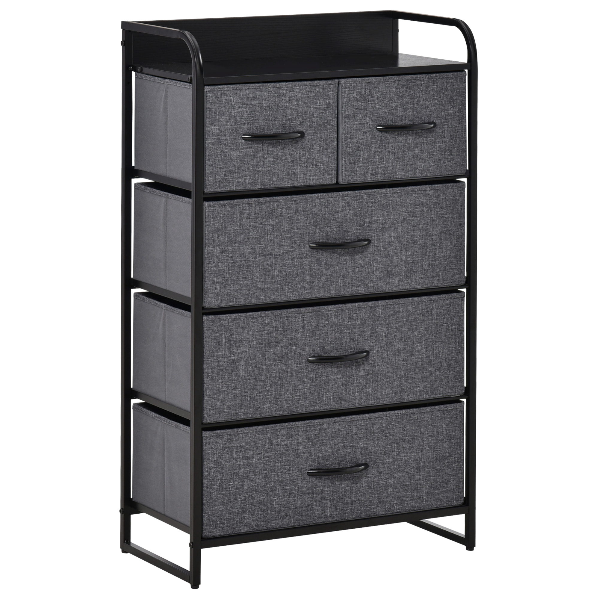 Commode rangement 5 tiroirs pliables en tissu 58 x 29 x 99 cm gris