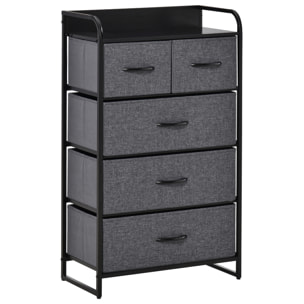 Commode rangement 5 tiroirs pliables en tissu 58 x 29 x 99 cm gris