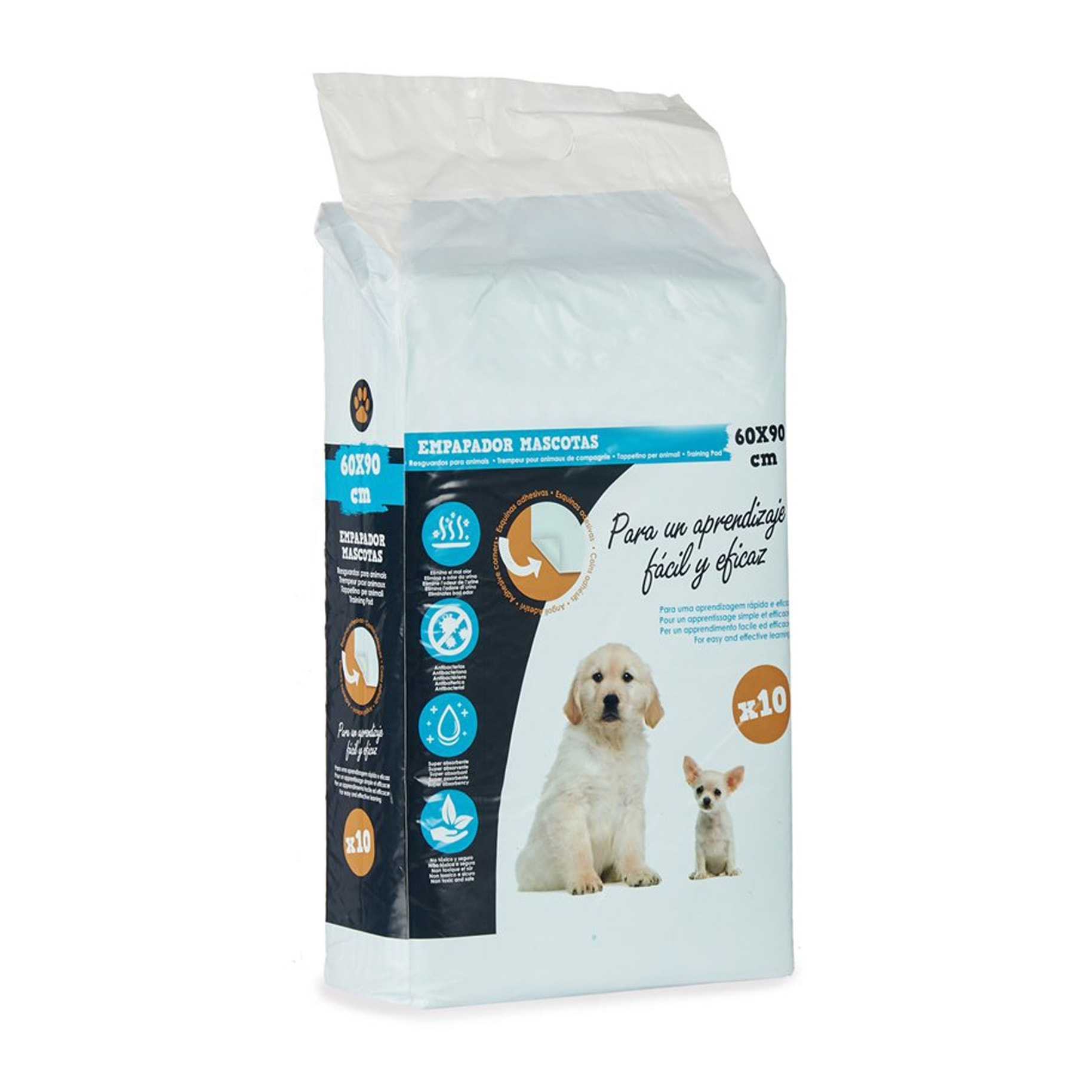 Well home 10u empapadores desechables con adhesivo super absorbentes blanco y azul