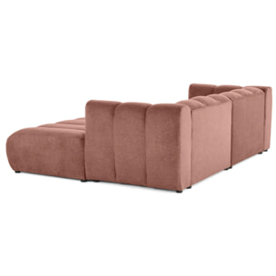 Debbie - canapé modulable droit 3 places avec double méridienne - assise profonde - en tissu texturé - Rose