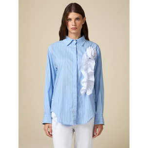 Oltre - Camisa amplia con aplicación - Light - blue