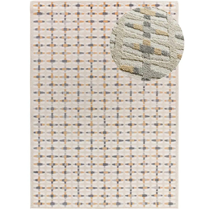 BARESA Alfombra geométrica con relieve multicolor, varias medidas disponibles