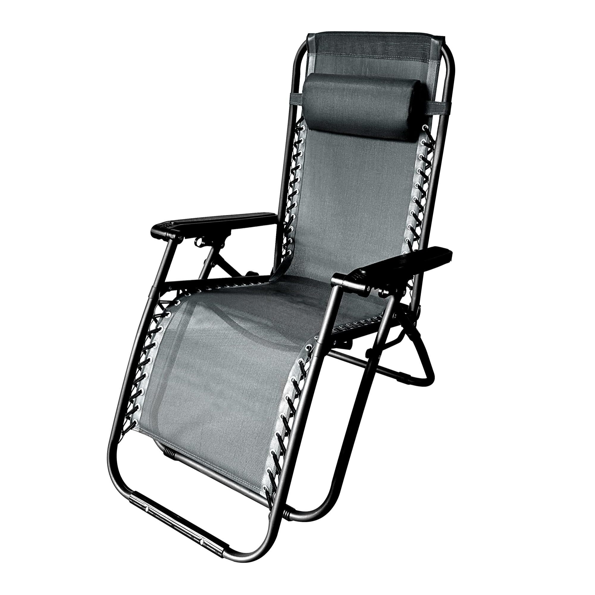 INTRECCI Sedia Zero Gravity Pieghevole Reclinabile da Giardino Terrazzo con Cuscino, Sedia Sdraio in Acciaio per Esterno Decorativa Balcone Antracite