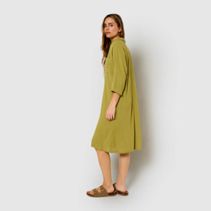 Vestido midi algodón lino lima