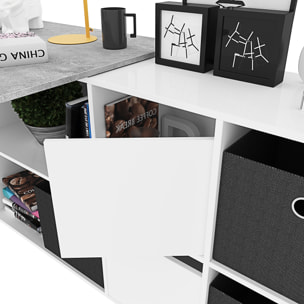 Scrivania Multiposizione con Scompartimenti Murcia Scrittoio Mobile per Computer Desk da Ufficio Soggiorno Sala Pranzo 136x74x66 cm Bianco E Grigio