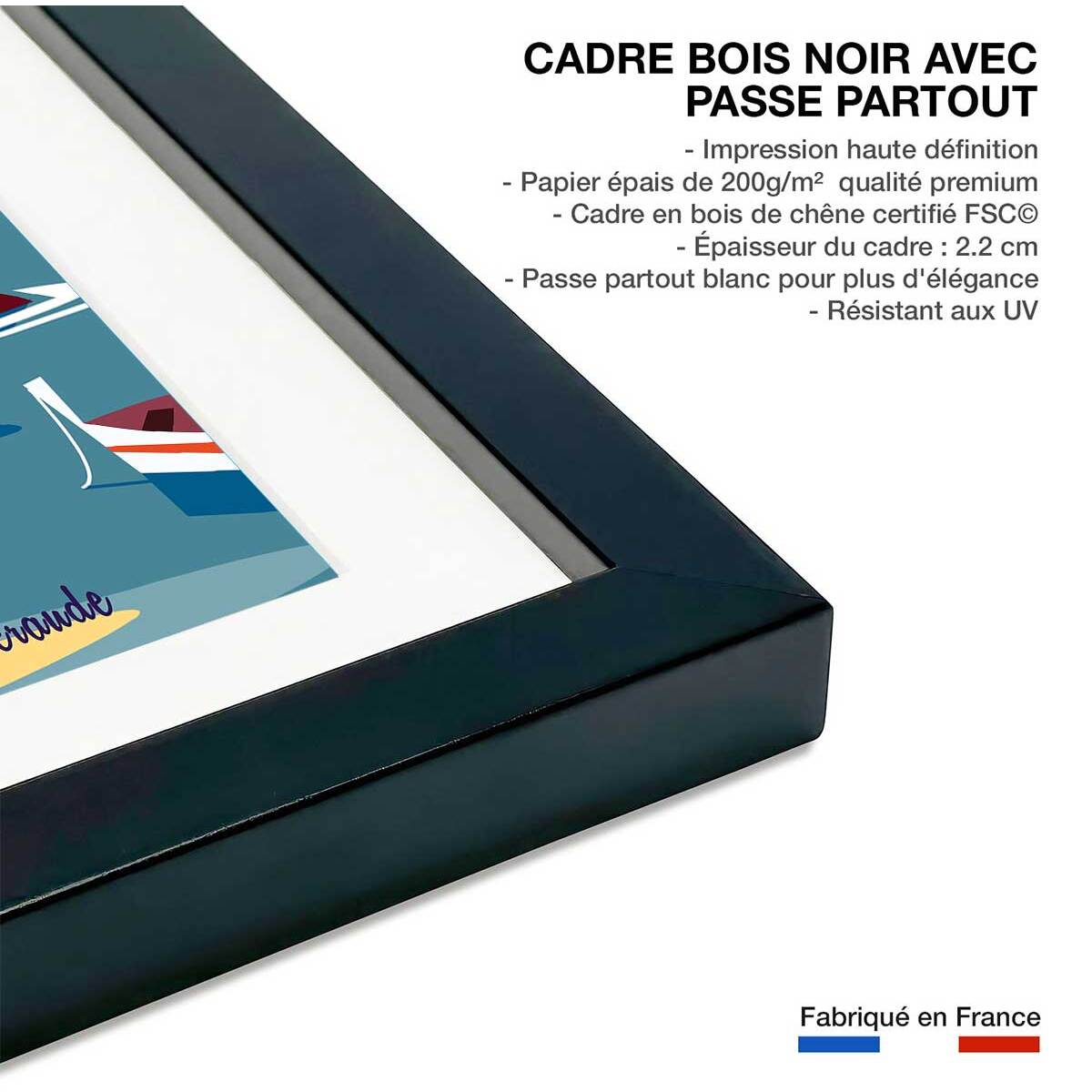 Affiche voyage à dinard Affiche + cadre en bois - Noir