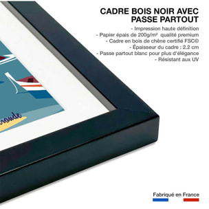 Affiche voyage à dinard Affiche + cadre en bois - Noir