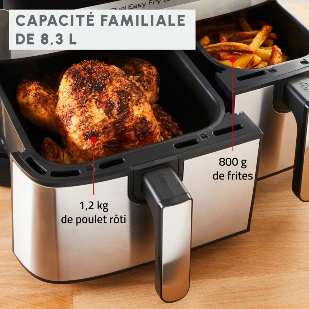 Friteuse sans huile MOULINEX Easy Fry and Grill Dual Inox EZ905D20