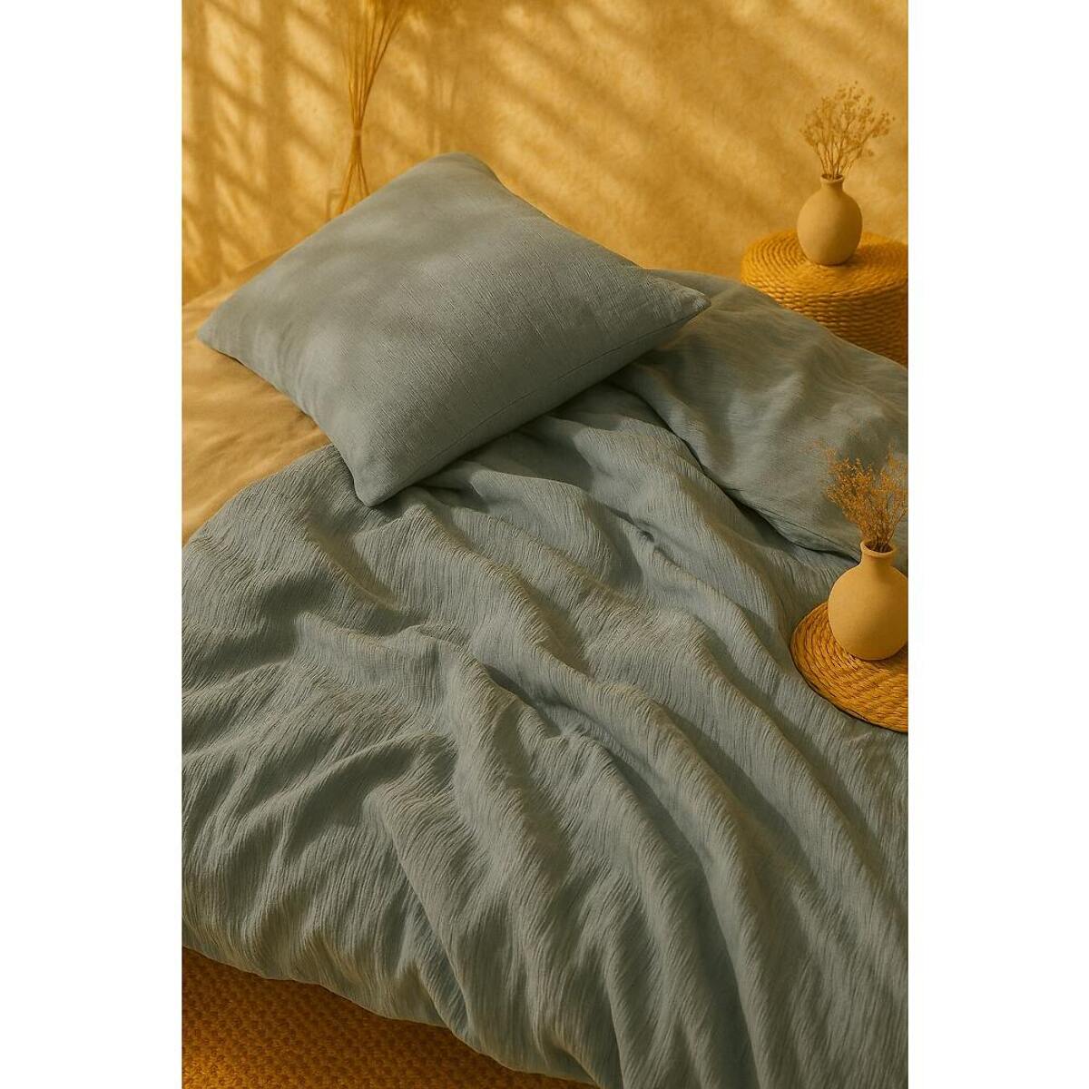 Parure housse de couette gaze de microfibre bleu petrole