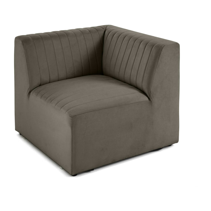 Nova - module d'assise d'angle réversible - en velours - Gris