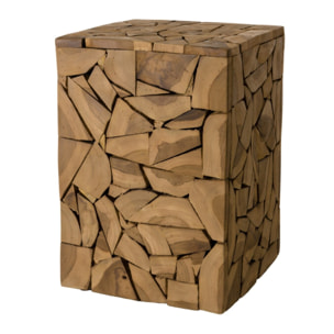 SAM - Table d'appoint marron carrée 30x30cm mosaïque bois Teck