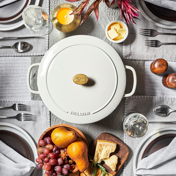 Cocotte en fonte, Rond(e), Blanc ivoire, 28cm