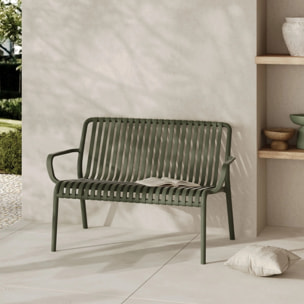 Salon de jardin 2 places en plastique vert kaki  - Ivy