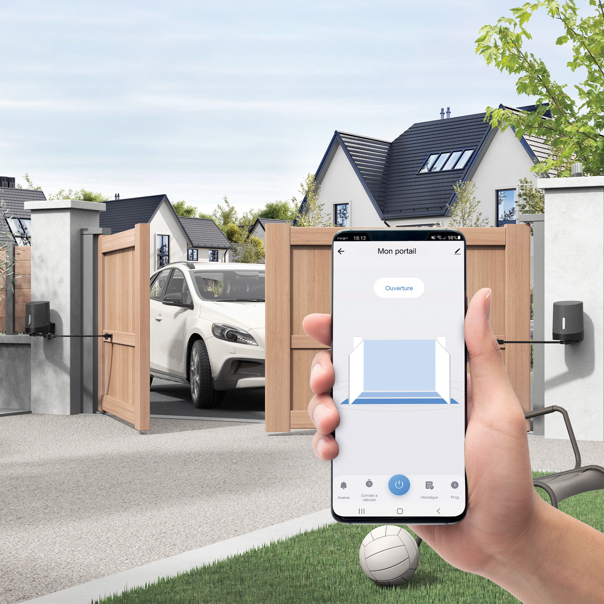 Motorisation connectée à bras articulés portail à battants - Orane Connect - Avidsen - 114202