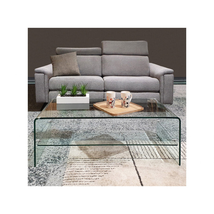 Table basse rectangulaire en verre trempé - BENT