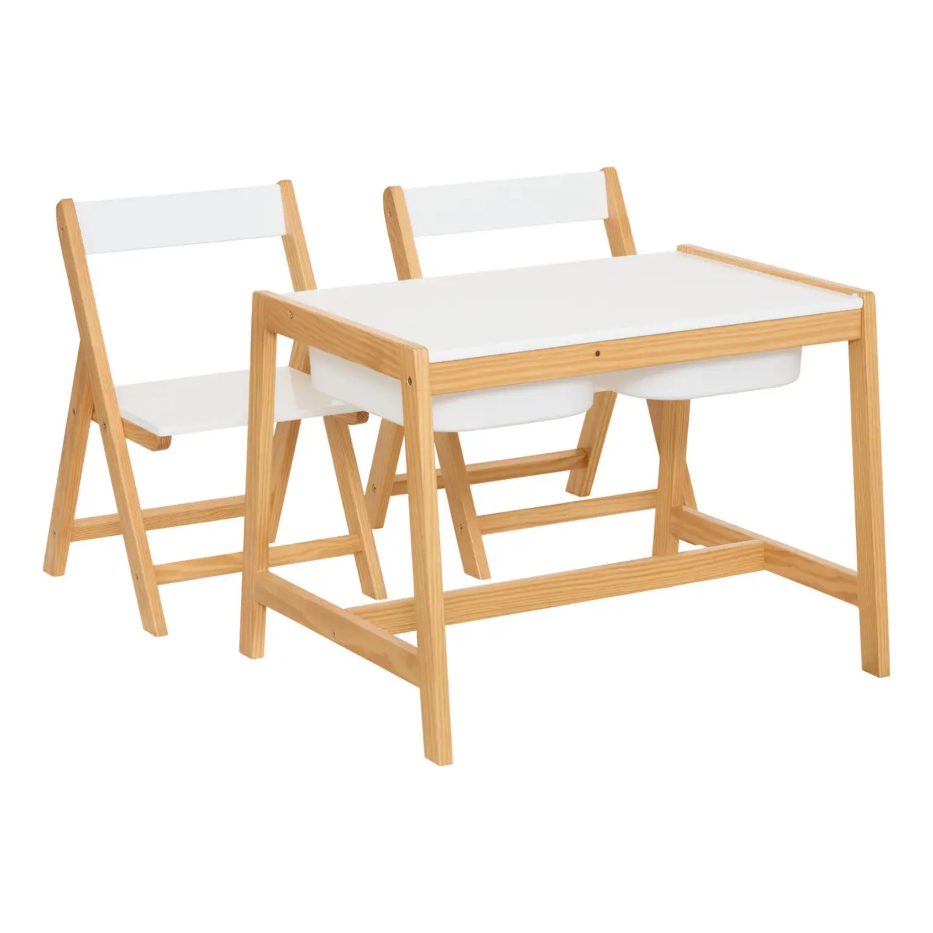 Bureau enfant Bako 2 chaises 2 tiroirs blanc