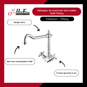 Mélangeur de cuisine bec rétro mobile PAINI Tiffany Vieux Cuivre