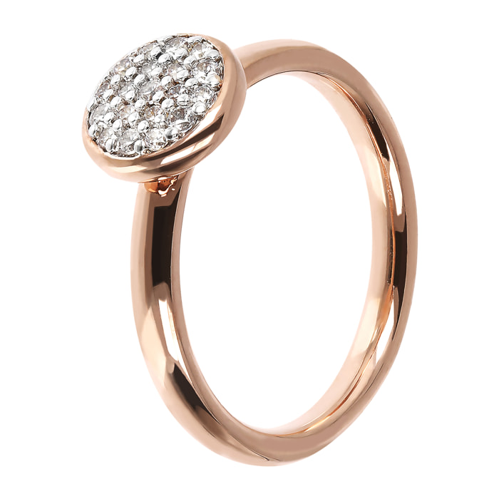 Anello Tondo Pavé in Golden Rosé con Cubic Zirconia Placcato Oro Rosa 18k