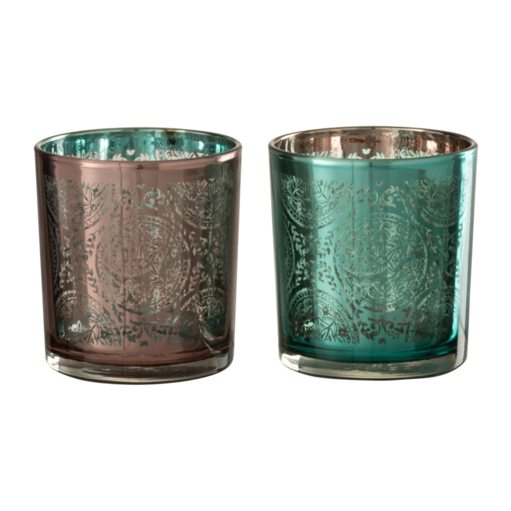 J-Line photophore Oriental - verre - azur/cuivre - small - 2 pcs