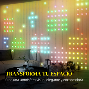 Cortina de Luces 3x3 m Cortina LED Inteligente con 400 Luces LED RGBIC Sincronización Musical Control Remoto y App Efectos Colores Personalizables para Interior Dormitorio