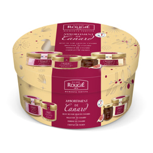 Coffret La Boîte surprise - Bloc de Foie Gras de canard, Rillettes de canard, Terrine de canard, Chutney de figues - 500g