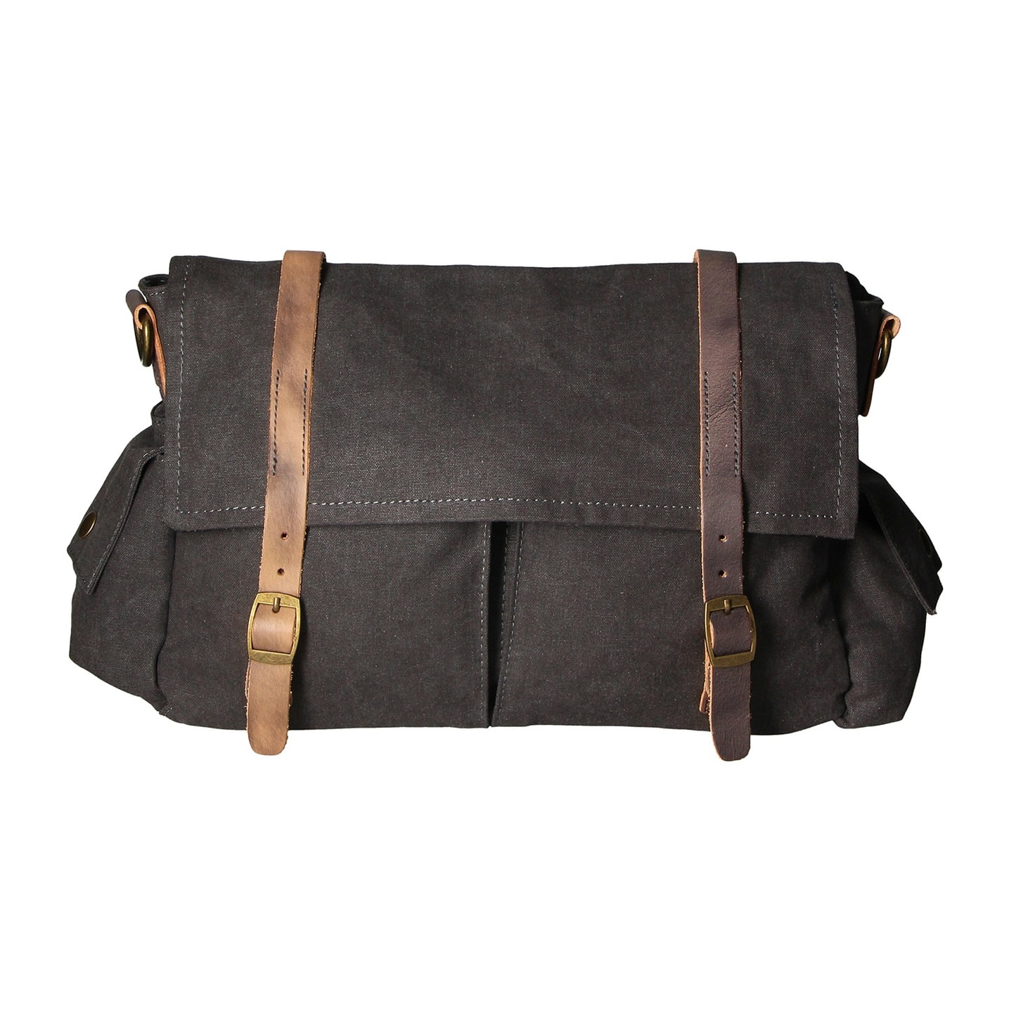 Borsa a spalla unisex - Modello Mina - Canvas e vera pelle - 24.0 x 34.0 x 10.0 cm