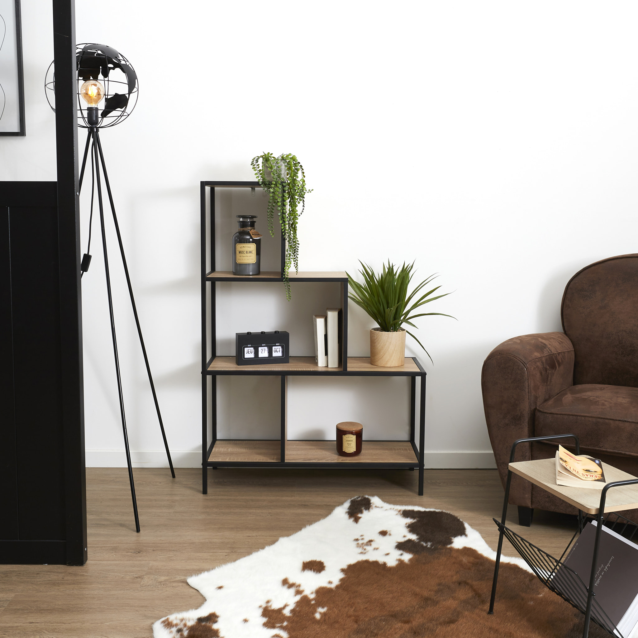 Etagere - HOME DECO FACTORY - Edison - Industriel - Vintage - Noir et Marron
