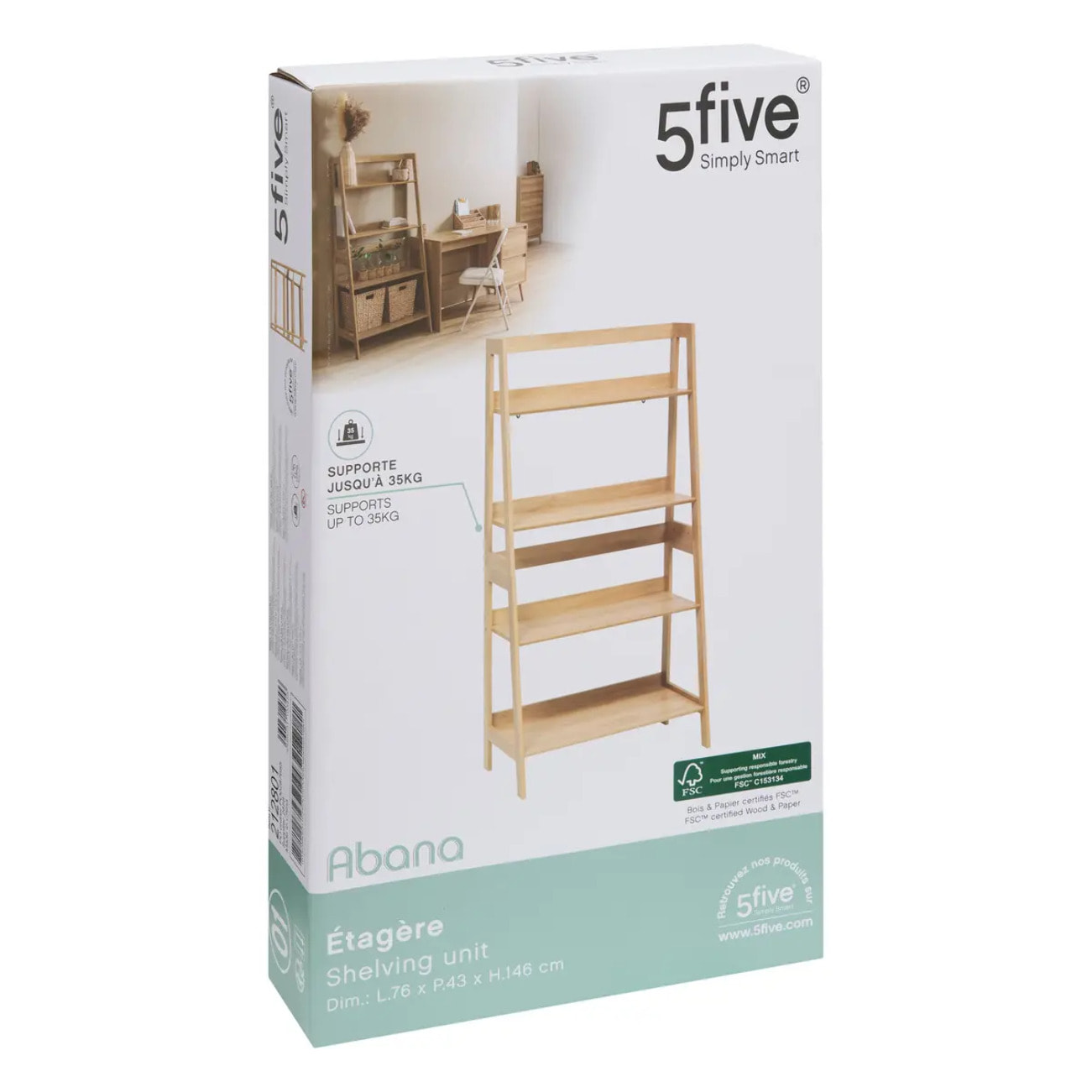 Etagère 4 niveaux Abana bois clair