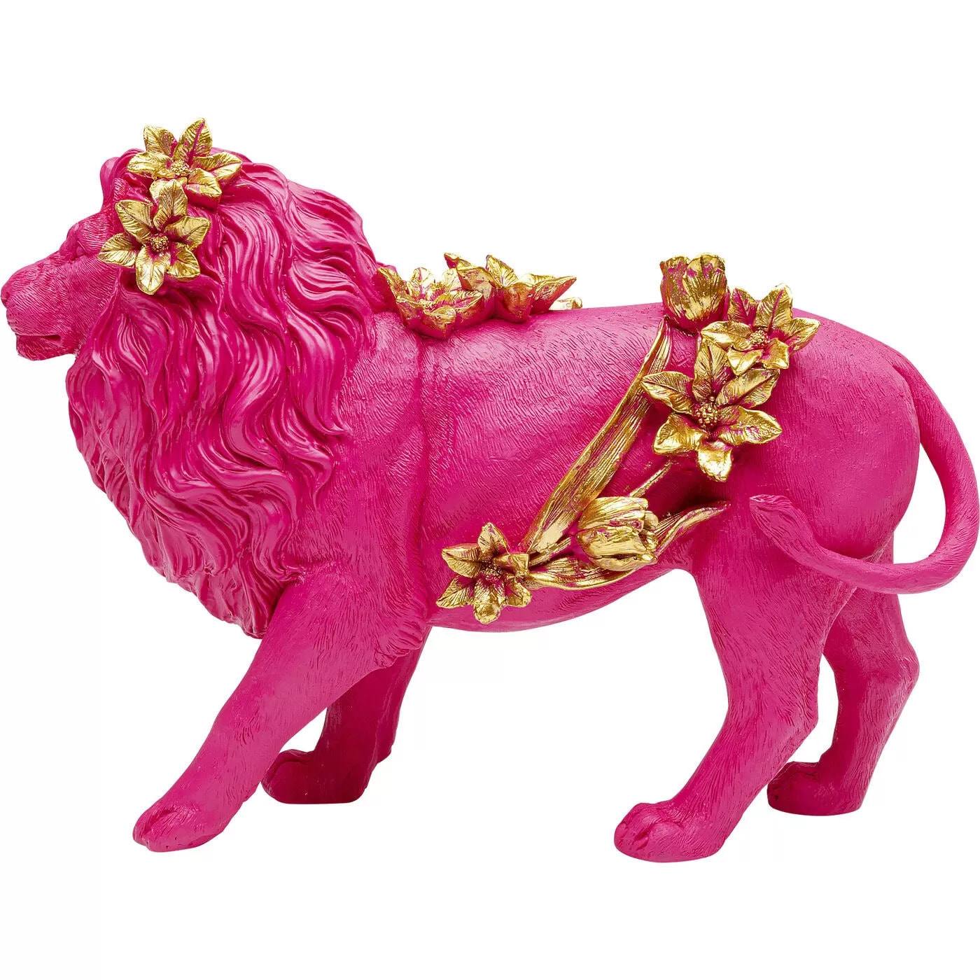 Déco lion rose fleurs 25cm Kare Design