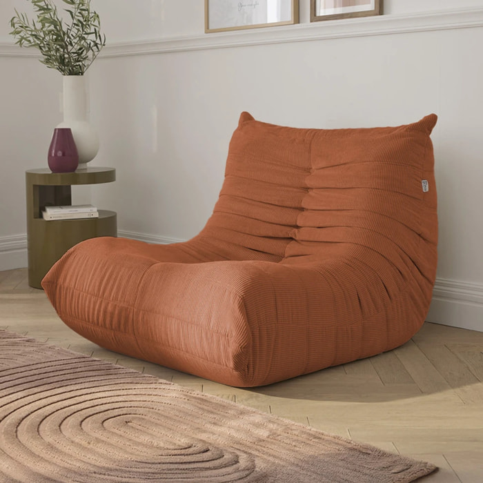 EMILE - Fauteuil en velours côtelé terra