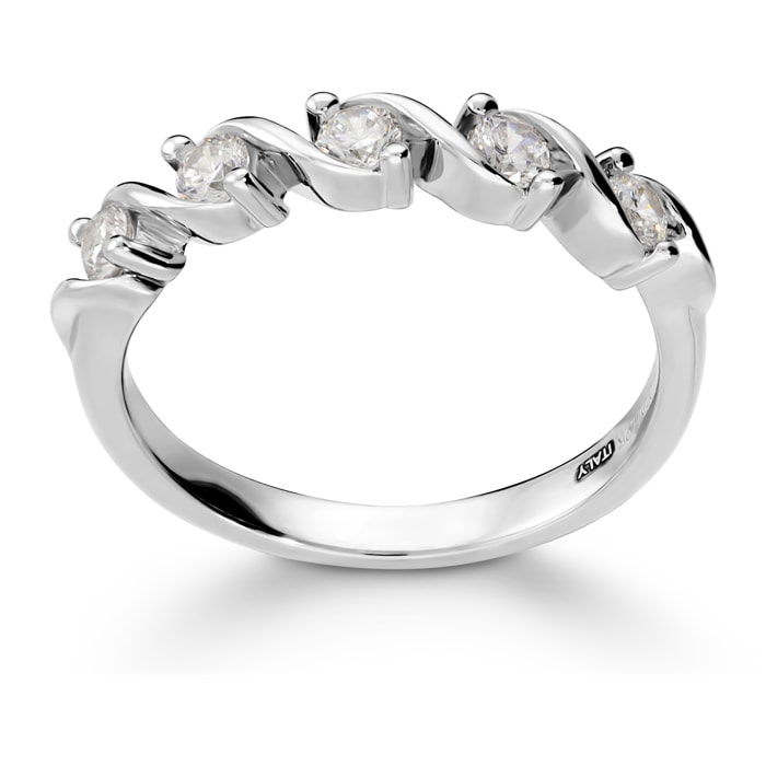 Anello Riviera in Argento 925 con Cubic Zirconia Design a Intreccio