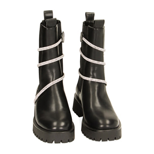 Botines negros con diamantes de imitación