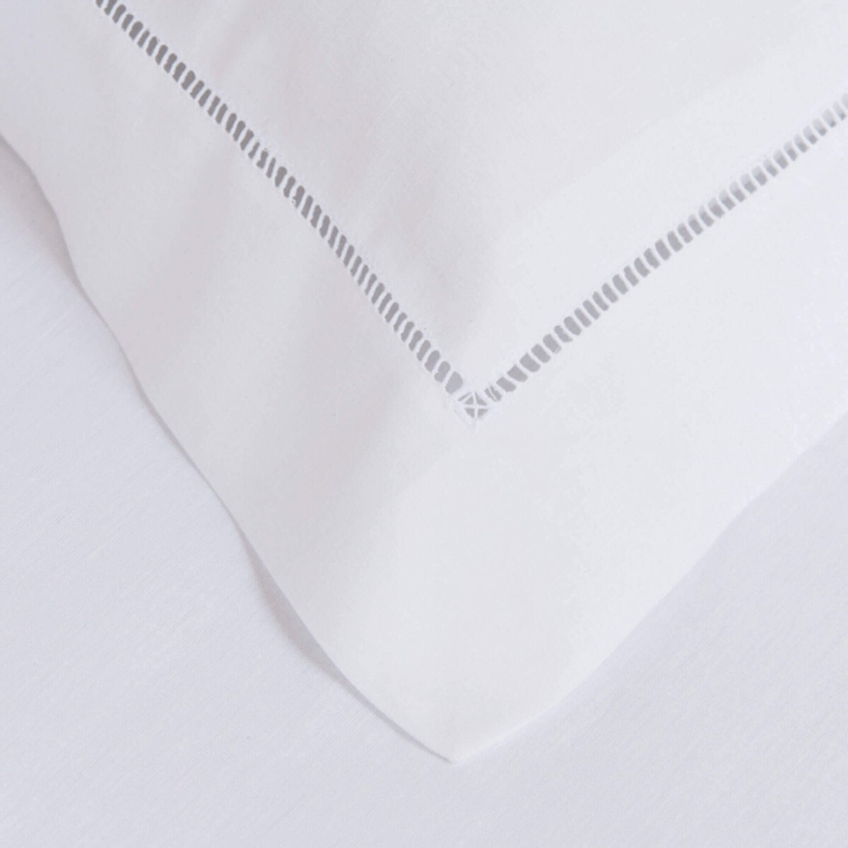 Taie d'oreiller unie en lin métis, Made in France, VENISE , Blanc