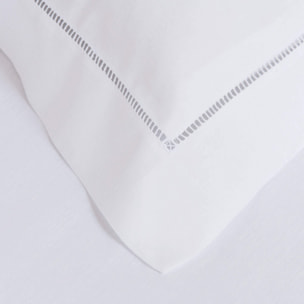 Taie d'oreiller unie en lin métis, Made in France, VENISE , Blanc