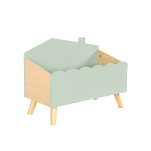 Coffre à jouets enfant effet bois. vert. L 58 x P 28 x H 44.5 cm