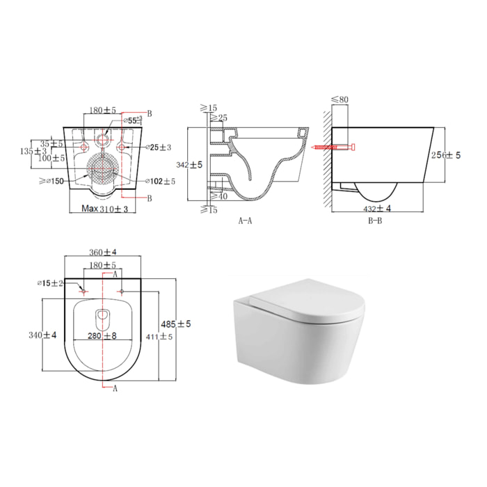 Pack WC sans bride Infinitio + Abattant softclose slim + Bâti Geberit UP100 + Plaque blanche + Brosse Joseph Joseph OFFERTE