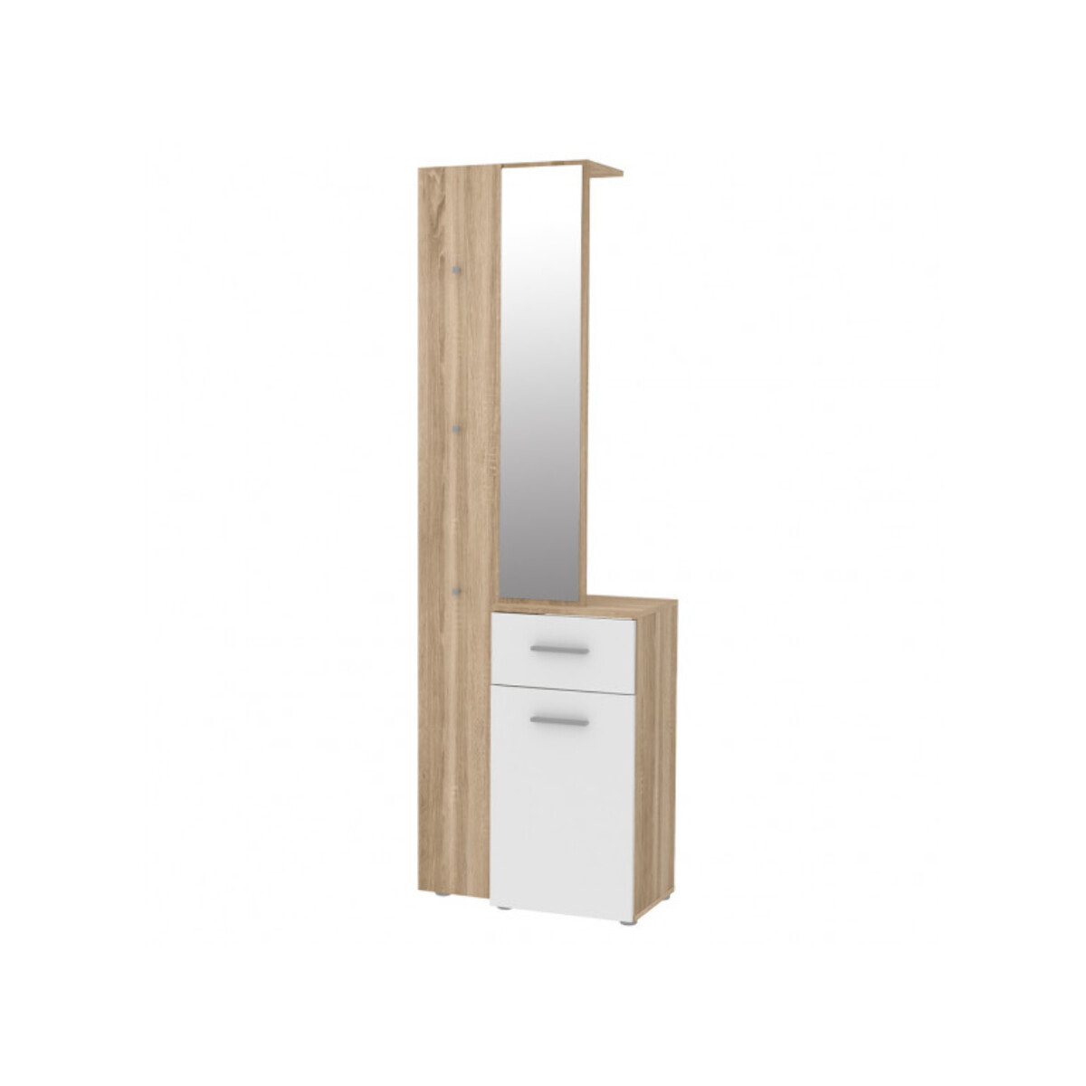 Vestiaire en bois avec rangements et miroir - 2 coloris - ROLL