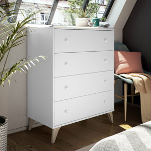 Comoda 4 Cajones 95x77x40 Cm Blanco Artik