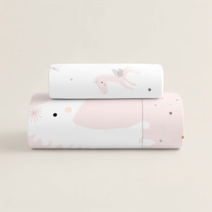 Funda Nórdica Estampada - Reversible - Infantil - Cierre Solapa - 100% Algodón - Incluye 1 Funda de Almohada - Pegaso Mágico