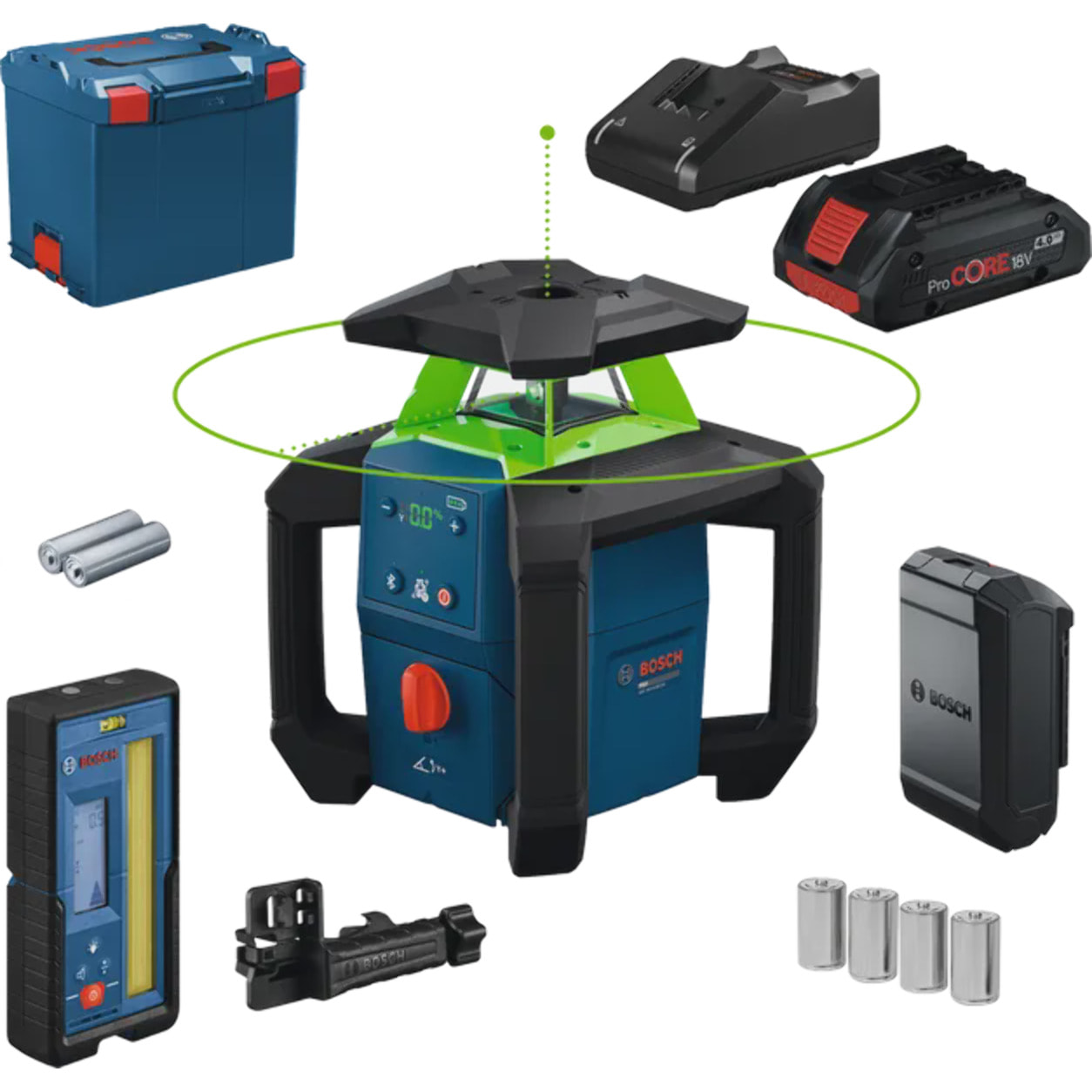 Laser rotatif PRO GRL18V-4-34CVG - BOSCH - avec batterie et chargeur - L-BOXX - 0601061H00