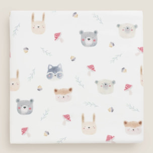 Plaid polar animales del bosque Setu color blanco Poliéster